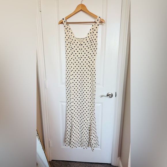 Reformation Cream and Black Polka Dot Midi Dress - Picture 7 of 16